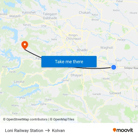 Loni Railway Station to Kolvan map
