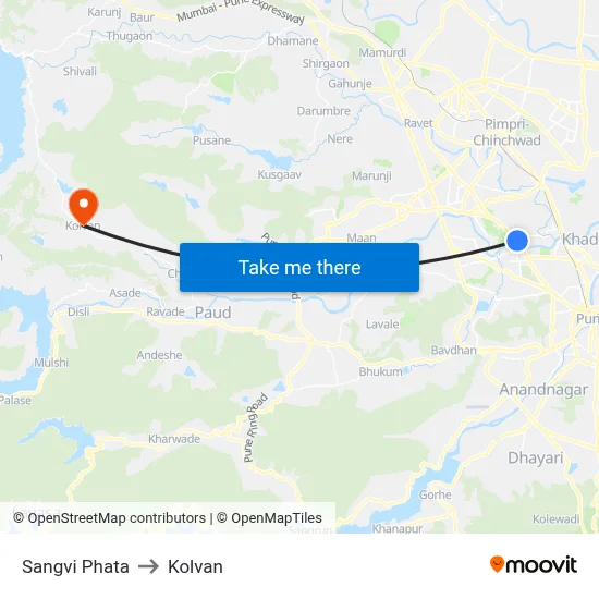 Sangvi Phata to Kolvan map