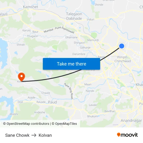 Sane Chowk to Kolvan map