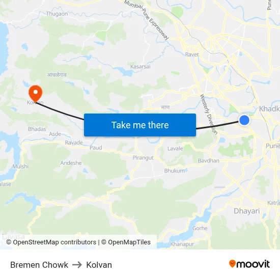 Bremen Chowk to Kolvan map