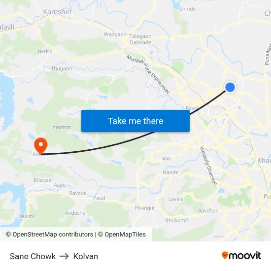 Sane Chowk to Kolvan map