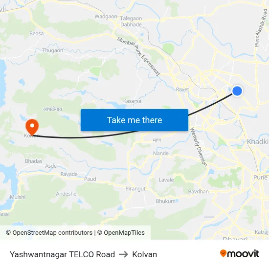 Yashwantnagar TELCO Road to Kolvan map