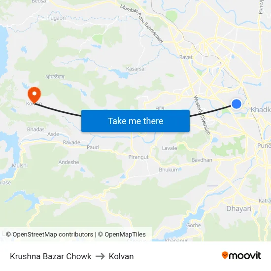Krushna Bazar Chowk to Kolvan map