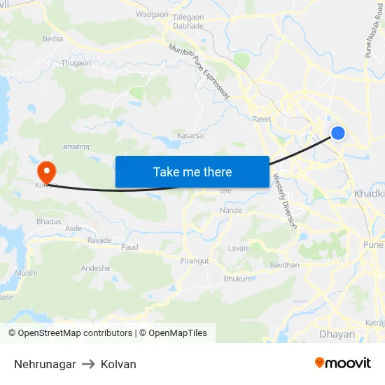 Nehrunagar to Kolvan map