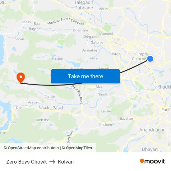 Zero Boys Chowk to Kolvan map