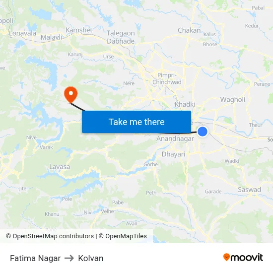 Fatima Nagar to Kolvan map