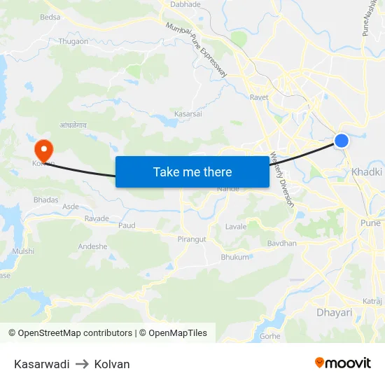 Kasarwadi to Kolvan map