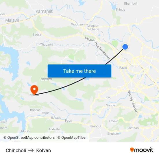 Chincholi to Kolvan map