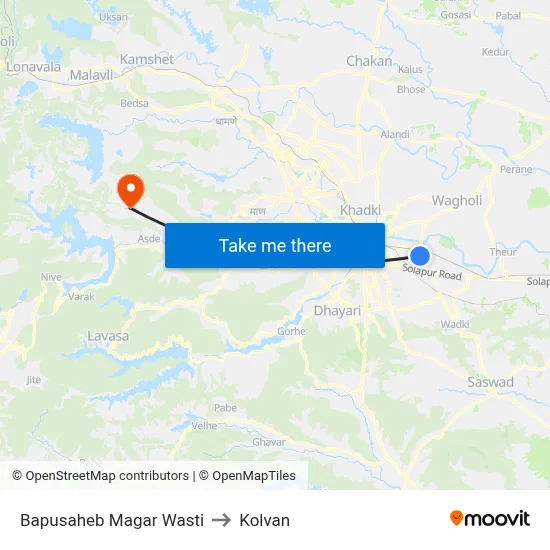 Bapusaheb Magar Wasti to Kolvan map