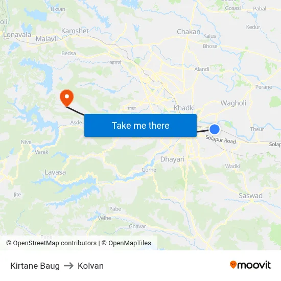 Kirtane Baug to Kolvan map