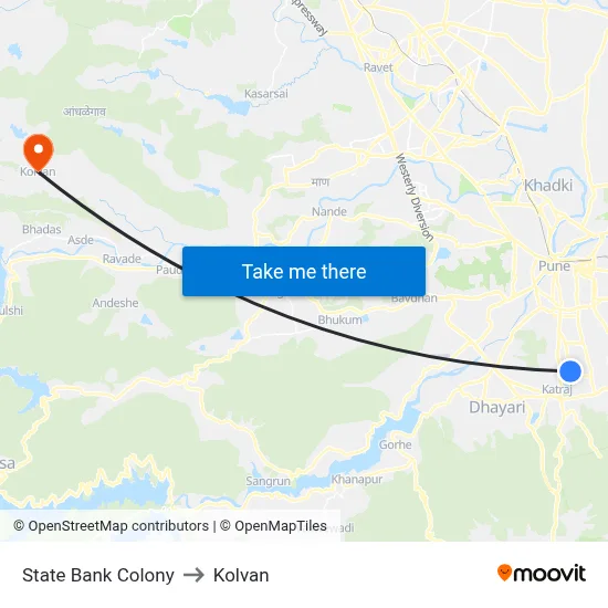 State Bank Colony to Kolvan map
