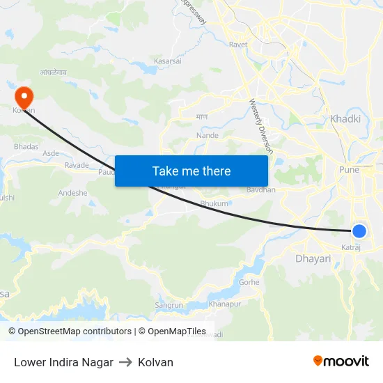 Lower Indira Nagar to Kolvan map