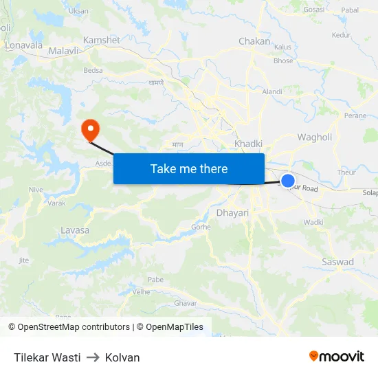 Tilekar Wasti to Kolvan map