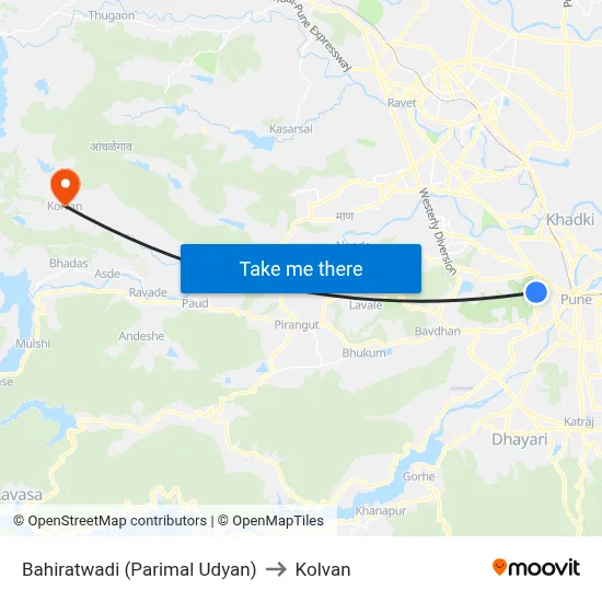 Bahiratwadi (Parimal Udyan) to Kolvan map