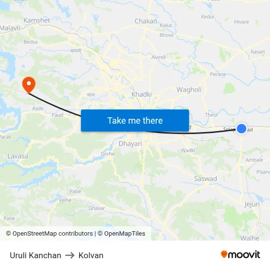 Uruli Kanchan to Kolvan map