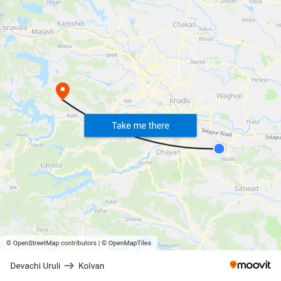 Devachi Uruli to Kolvan map