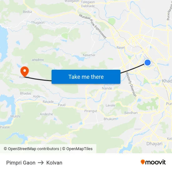 Pimpri Gaon to Kolvan map