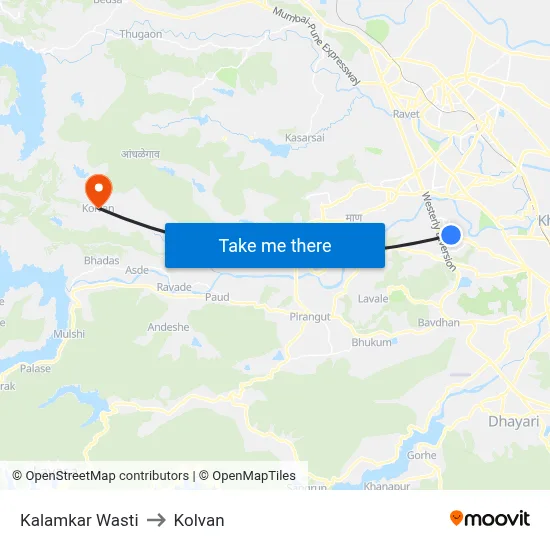 Kalamkar Wasti to Kolvan map