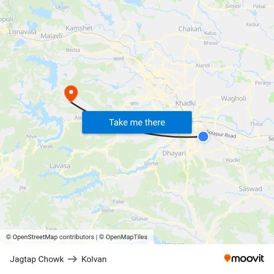 Jagtap Chowk to Kolvan map