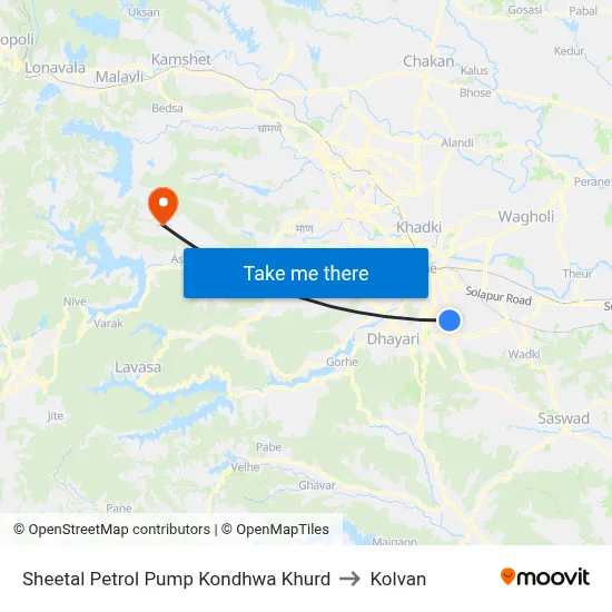 Sheetal Petrol Pump Kondhwa Khurd to Kolvan map