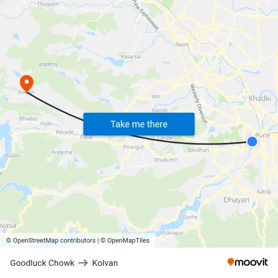 Goodluck Chowk to Kolvan map