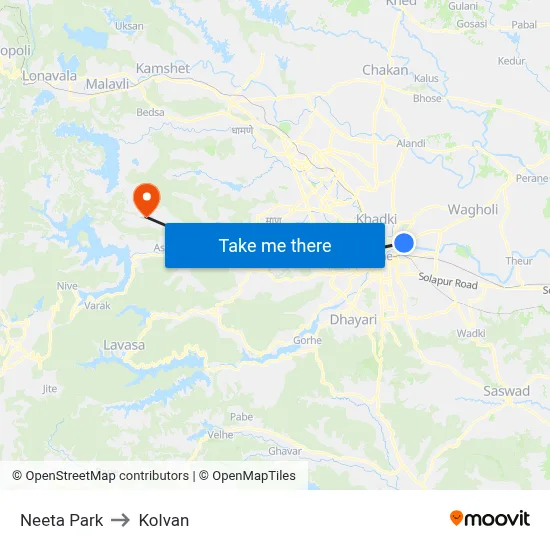 Neeta Park to Kolvan map
