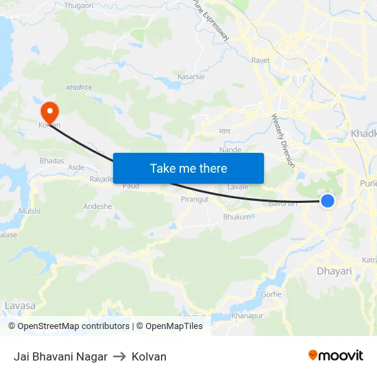 Jai Bhavani Nagar to Kolvan map