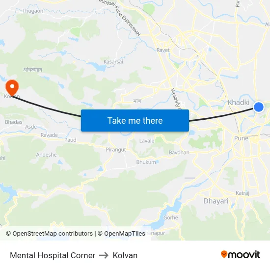 Mental Hospital Corner to Kolvan map
