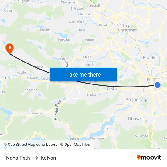 Nana Peth to Kolvan map