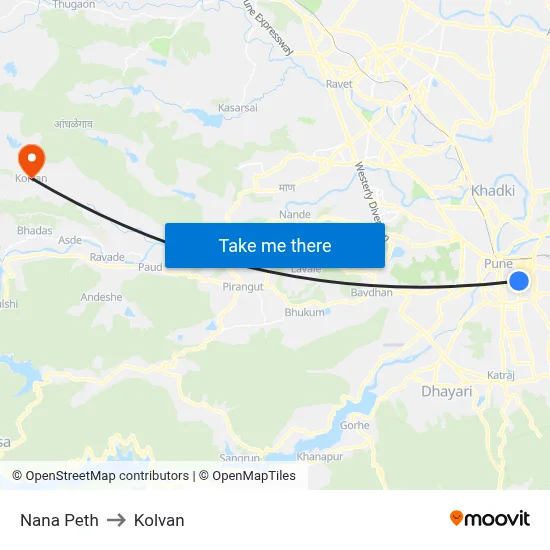 Nana Peth to Kolvan map
