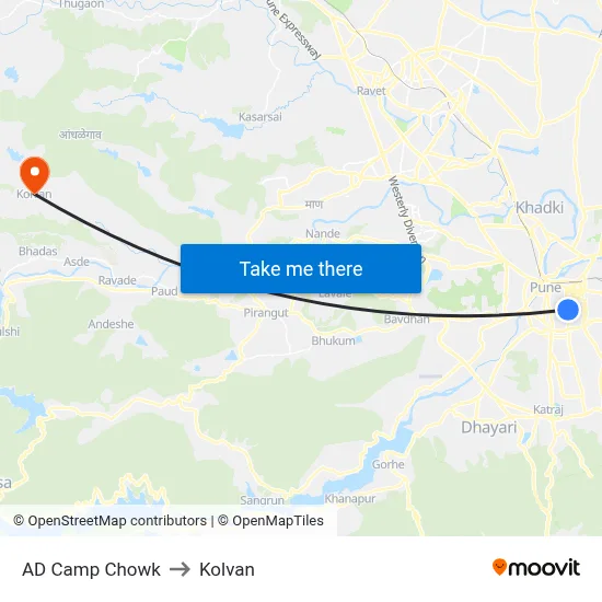 AD Camp Chowk to Kolvan map