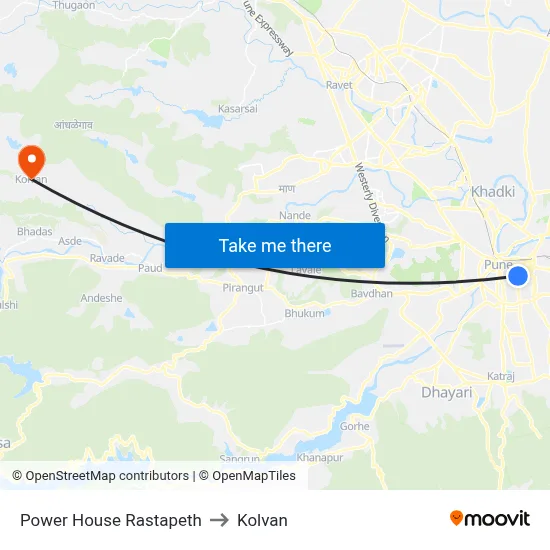 Power House Rastapeth to Kolvan map