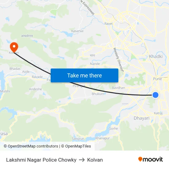 Lakshmi Nagar Police Chowky to Kolvan map