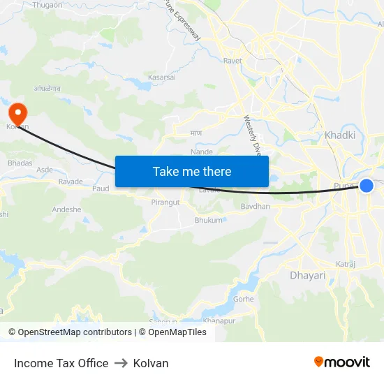 Income Tax Office to Kolvan map
