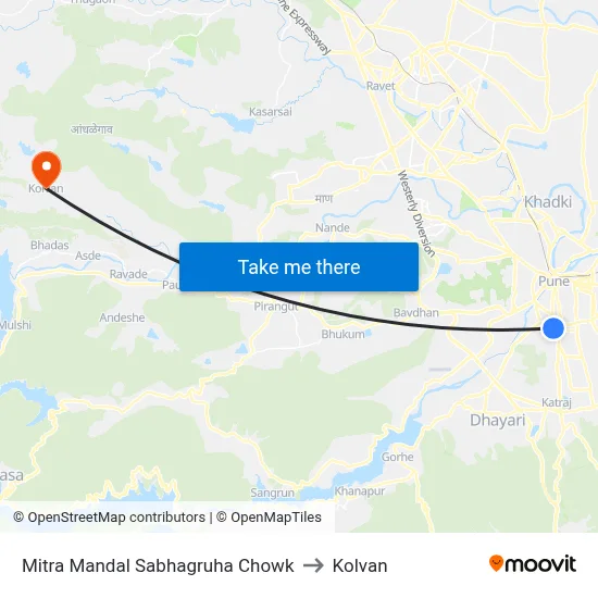Mitra Mandal Sabhagruha Chowk to Kolvan map