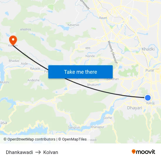 Dhankawadi to Kolvan map