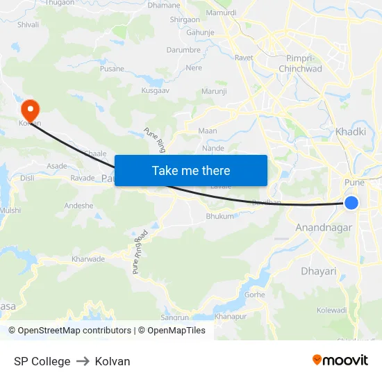 SP College to Kolvan map