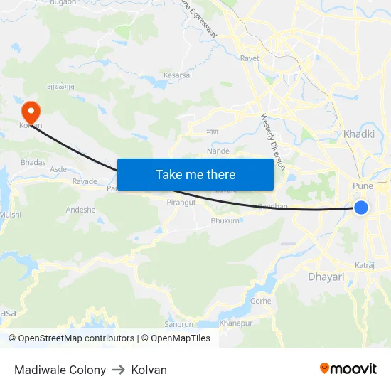 Madiwale Colony to Kolvan map