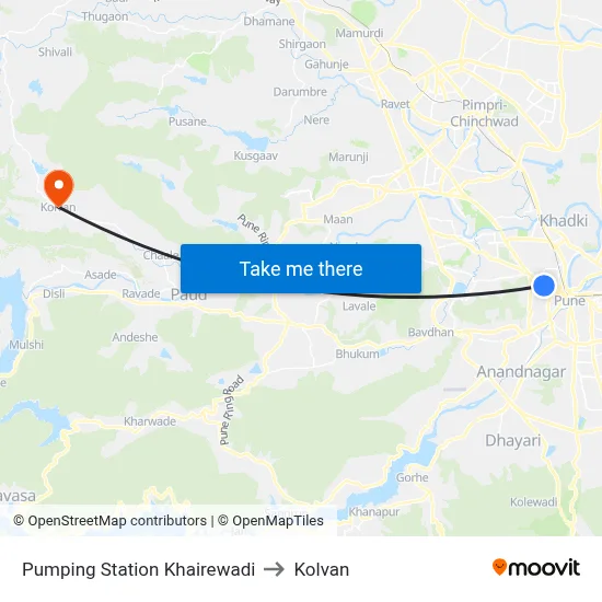 Pumping Station Khairewadi to Kolvan map