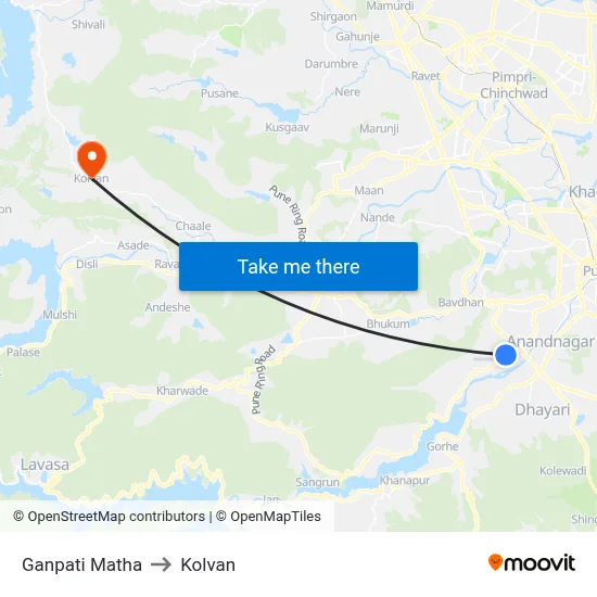 Ganpati Matha to Kolvan map