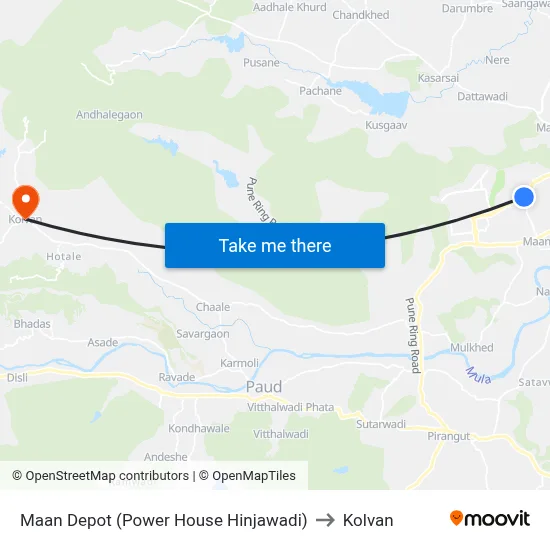 Maan Depot (Power House Hinjawadi) to Kolvan map