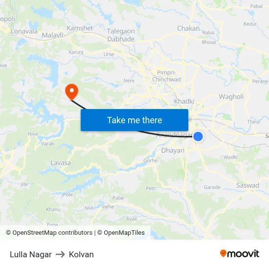 Lulla Nagar to Kolvan map