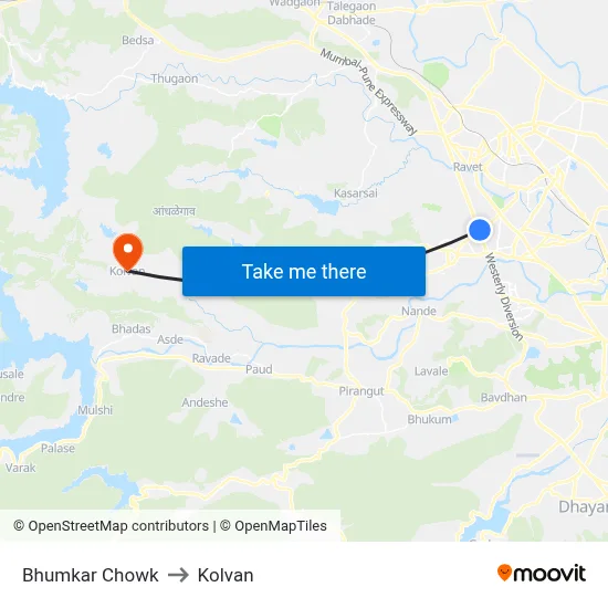 Bhumkar Chowk to Kolvan map