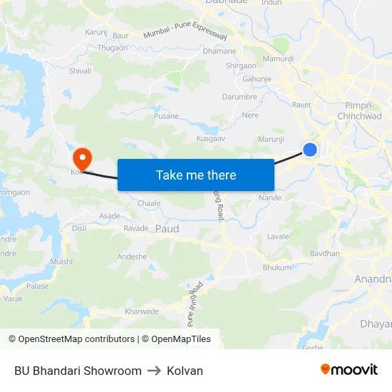 BU Bhandari Showroom to Kolvan map