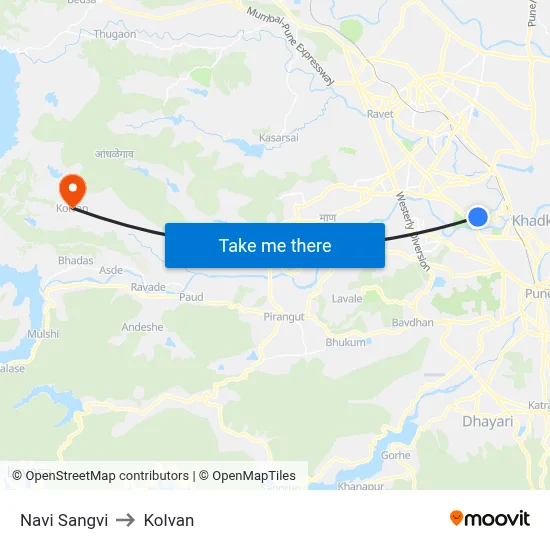 Navi Sangvi to Kolvan map