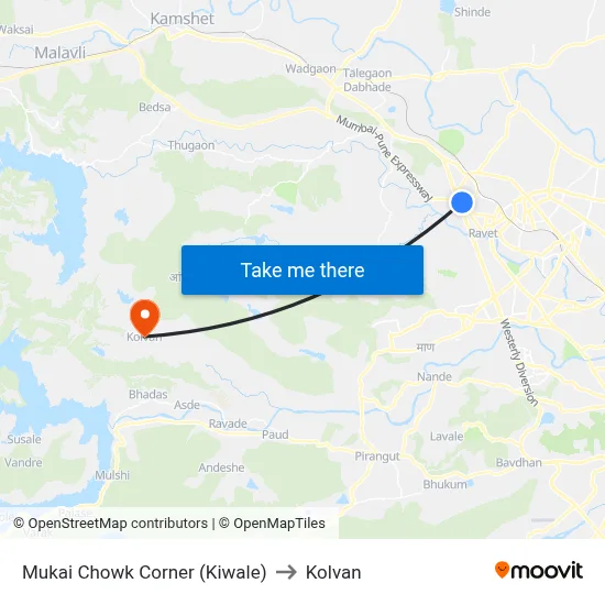 Mukai Chowk Corner (Kiwale) to Kolvan map