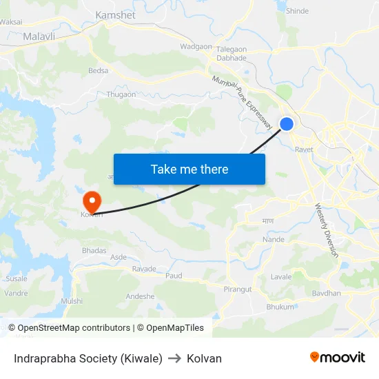 Indraprabha Society (Kiwale) to Kolvan map