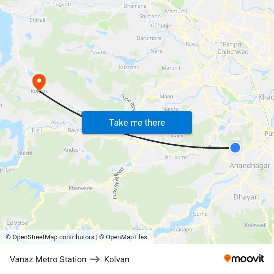Vanaz Metro Station to Kolvan map