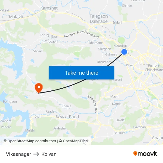 Vikasnagar to Kolvan map