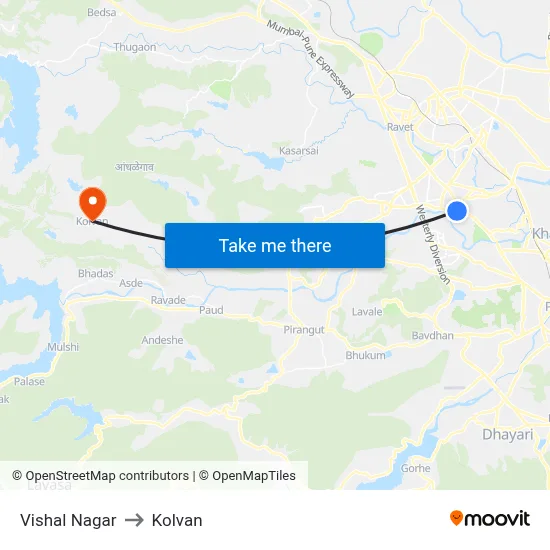 Vishal Nagar to Kolvan map